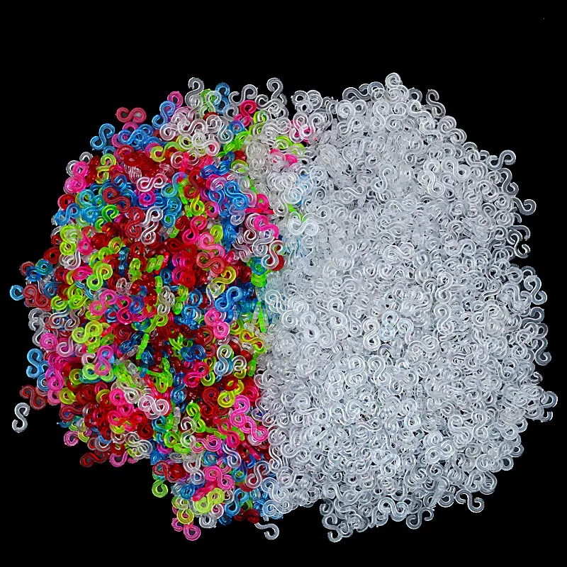 1000pcs colourful/clear C/S-clips for rubber bands loom bracelet plastic  clasps for bracelets connector diy jewelry findings - AliExpress