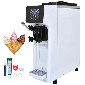SucceBuy 4L Commercial Ice Cream MachineSingle Flavor Countertop Soft Serve Ice Cream Maker Touch Screen Auto Clean Pre-cooling 1