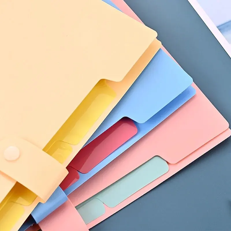 File Folder A4 Multi-Layer Candy Color Five Grid Organ Bags Large Capacity Korean Simple Office School Supplies Stationery