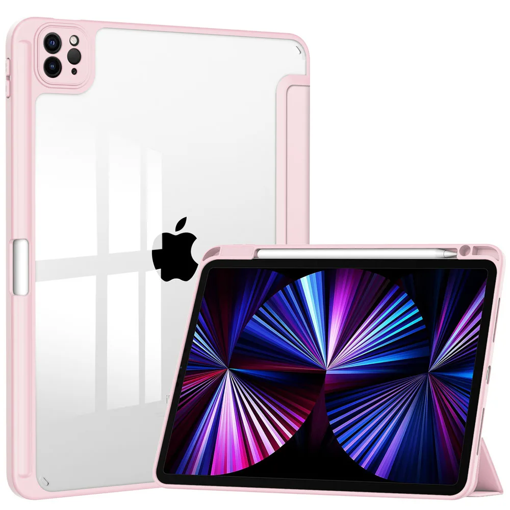 Premium Trifold Stand Back Shell Case with Pencil Holder