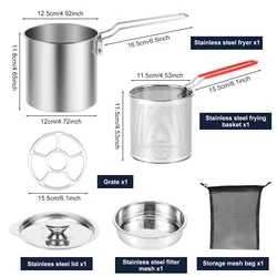Stainless Steel Deep Frying Pot with Basket and Lid - Food Grade Fryer (Style 3)