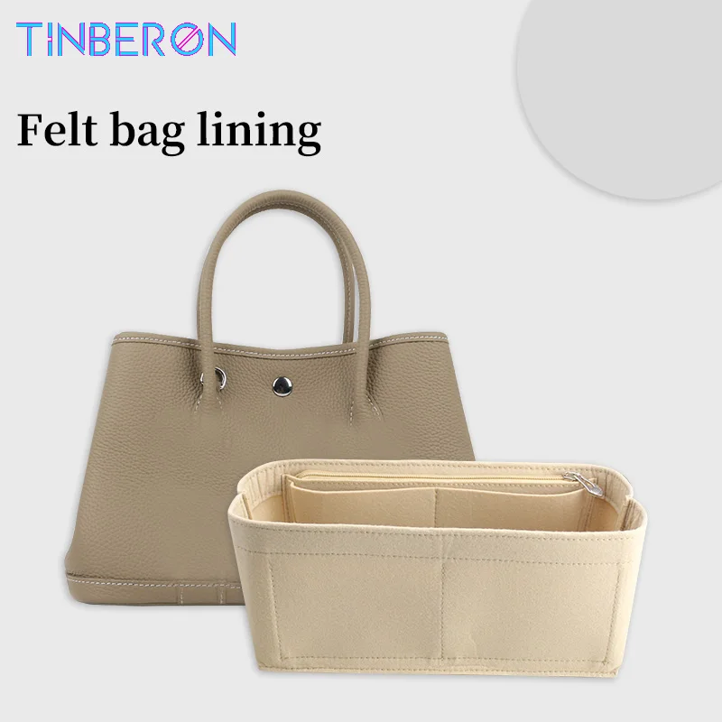 TINBERON Bag Insert Organizer for Garden Party Bag Women's Purse Felt Cloth Liner Large Capacity Storage Bag Makeup Cosmetic Bag