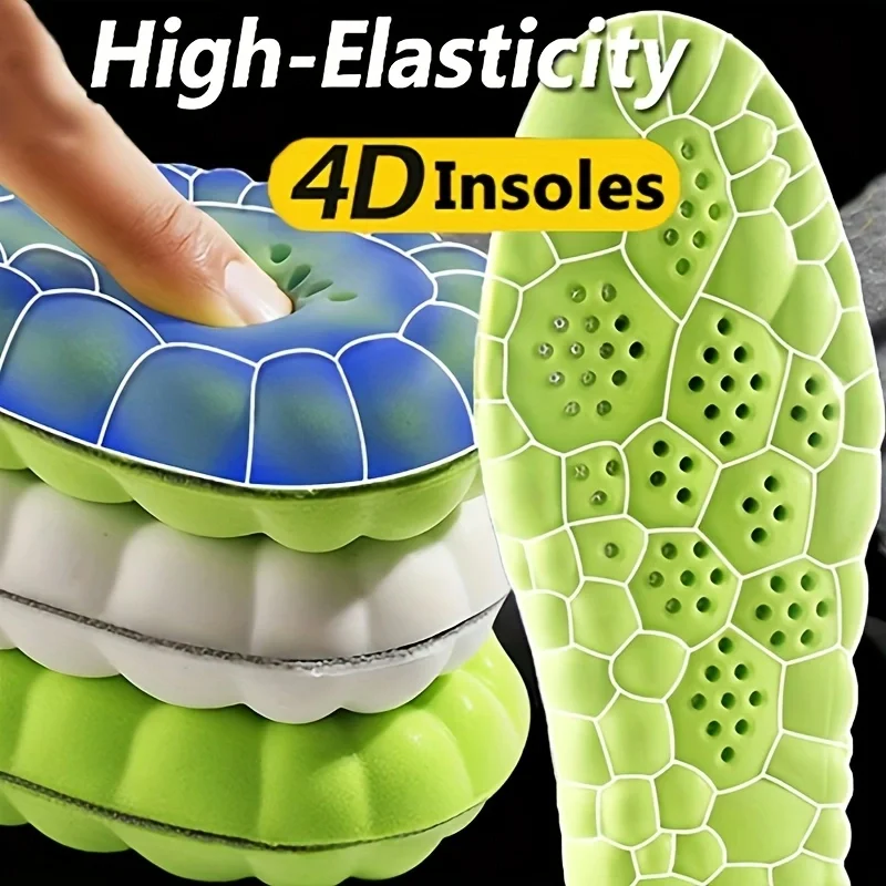 4D Orthopedic Sport Insoles sport insoles Super Soft Breathable High-elasticity Shock Absorption Running Shoe Pad Anti-pain Deodorant Cushion
