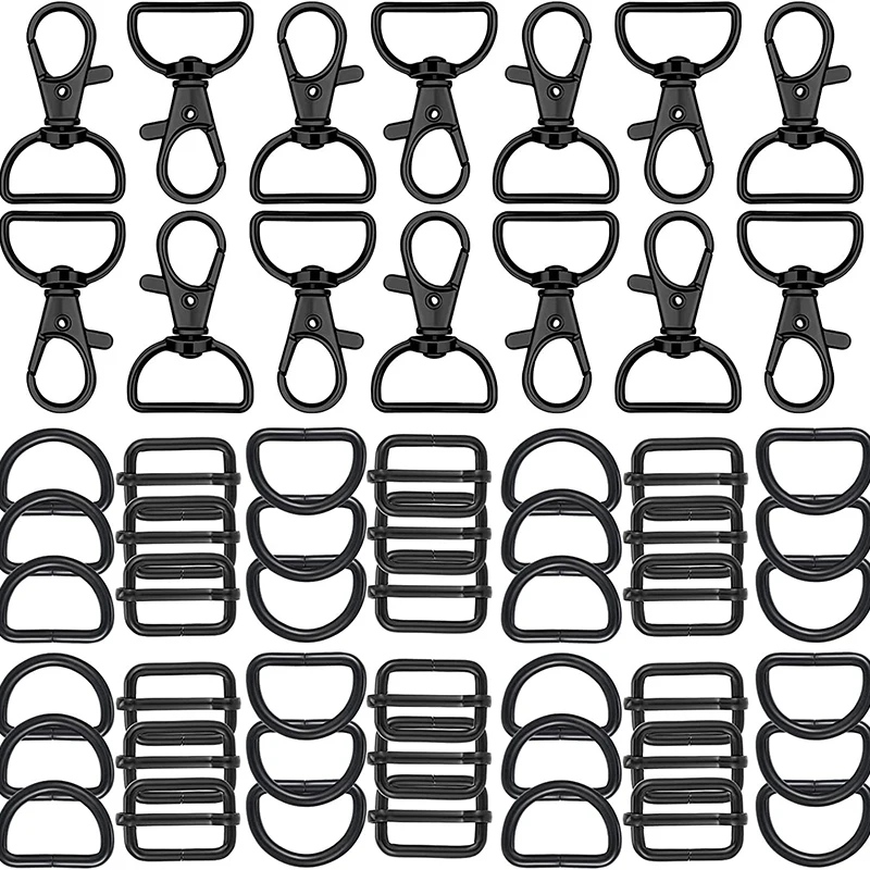 60 Pièces Boucles Métal Tri-Glide, Anneaux D Et Crochets Pivotants 3,2 Cm - Doré - Kit Complet Pour Ceintures, Sacs à Dos Et Bricolage