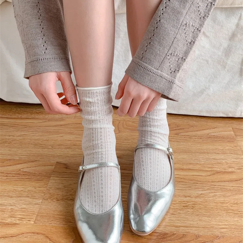 Summer Socks Women's Thin Candy Color Hollow Out Loose Casual Basic Sweet Girls Fashion Long Comfort