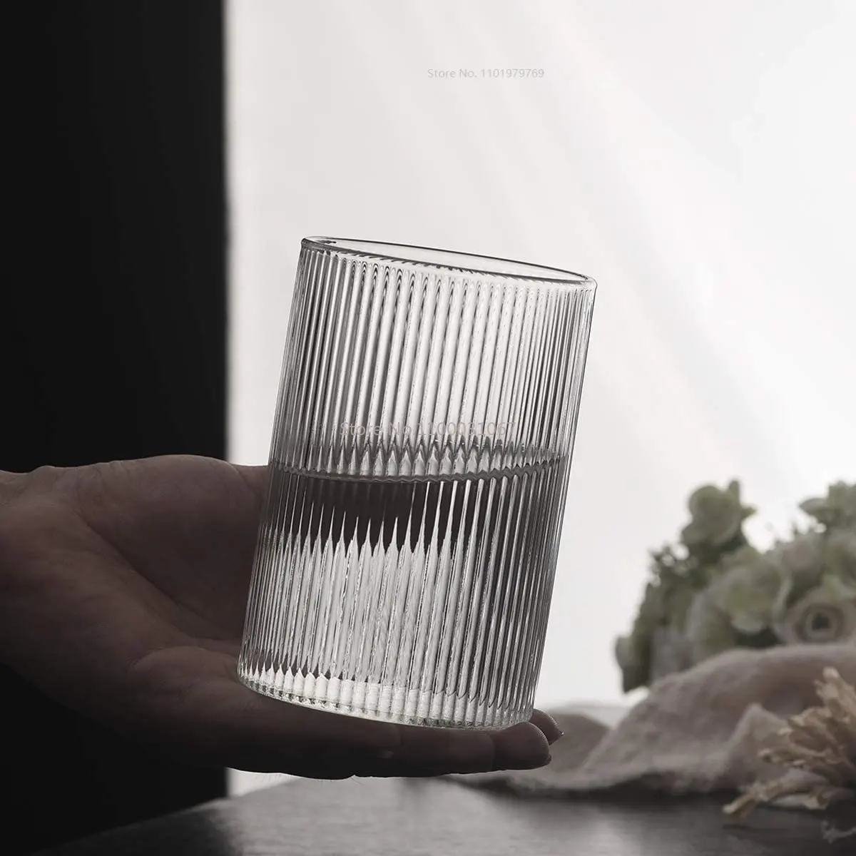 Glass Cup 1/3/6PCS Japanese Striped Heat-Resistant Transparent