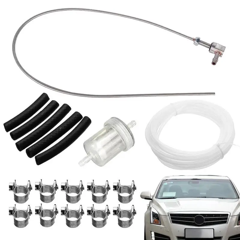 

Parking Heater Tube Set Air Heater Pipe Kit Oil Tank Hose With Oil Filter Heavy Duty Pipe Line Clip Kit 18Pcs Oil Extractor Tool