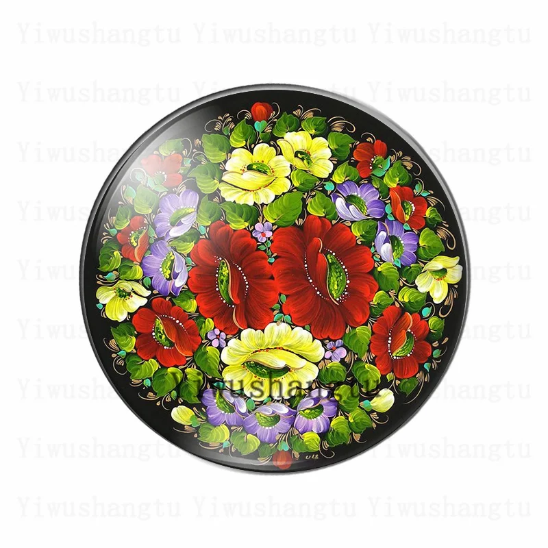 Elegant Red Rose Flower Glass Cabochon