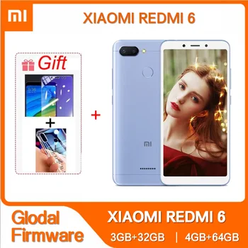 Global Rom Original Xiaomi Redmi 6 4GB 64GB 13000mAh celular googleplay Fingerprint Octa-core 6.6 inch 4G Smartphone used phone