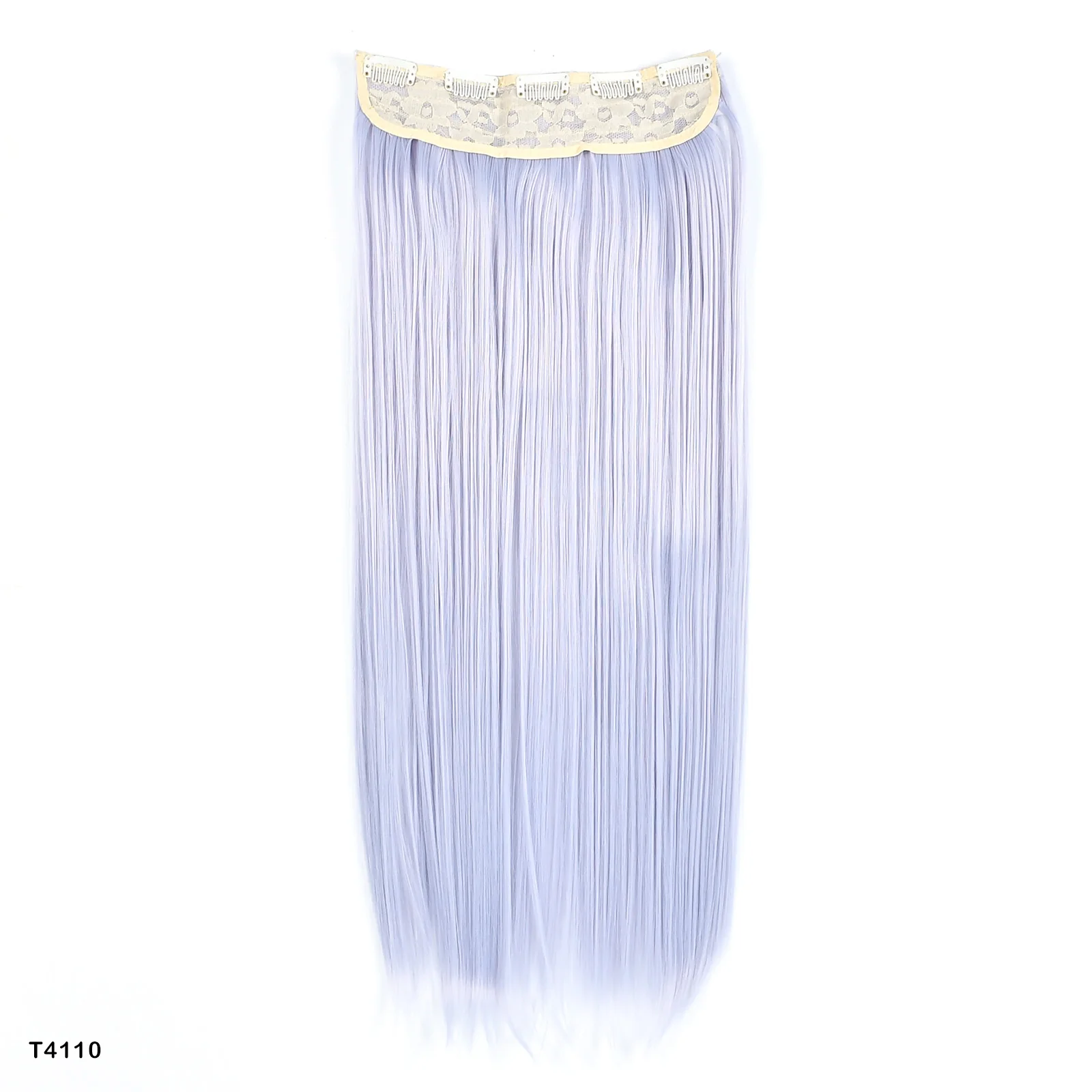 Extension capelli sintetici con clip lunga liscia grigia donna_voghion.com