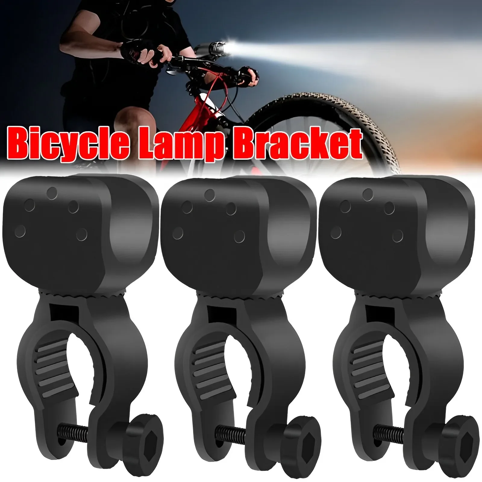 Fahrrad-Frontlichthalterung, Taschenlampenhalter, Radfahren, Fahrradlicht, Taschenlampe, Clip-Halterung, 360-Grad-Drehung, mit rutschfestem Gummeständer – Detail 1
