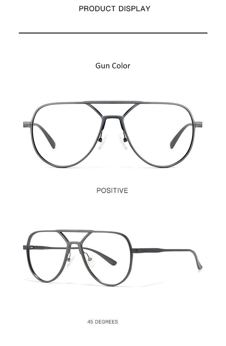 Reines Titan ultraleichte Doppels trahl große Brille Rahmen Männer Pilot dekorative Brillen Rezept Myopie optische Brillen – Detail 13