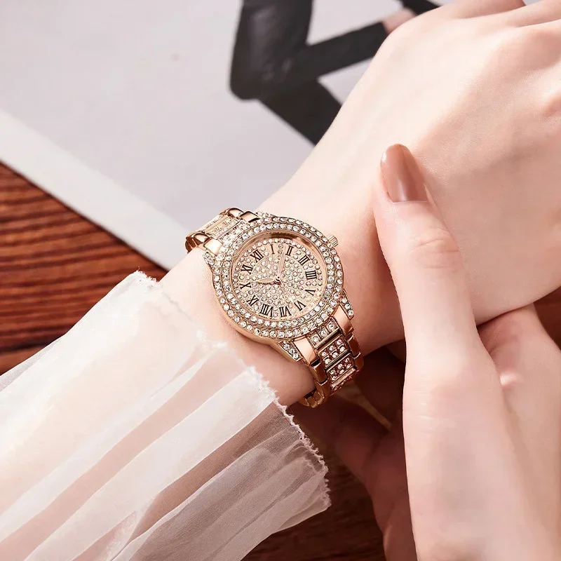 Women Watches Luxury Women Shiny Bracelet Watches Fine Zircon Mechanical Lady Wristwatches Fashion Folding Watches Buckle Watch Reloj Mujer