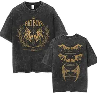 The Bat Boys The Night Court Acotar Retro Washed T Shirt Men's Fashion Gothic Tshirts Male Cool Oversized T-shirt Y2k Streetwear 1