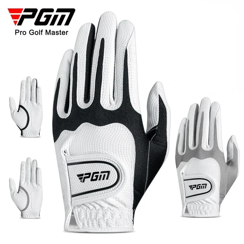 

PGM 1pcs Men's Golf Gloves PU Durable Non Slip Elastic Lycra Breathable Comfortable Velcro ST035