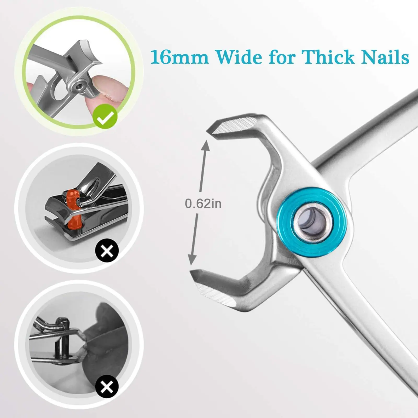Nail Clippers for Men Thick Nails - 16mm Wide Jaw Opening Large Toe Nail Clippers Heave Duty Sharp Toenail Clippers for Seniors 2