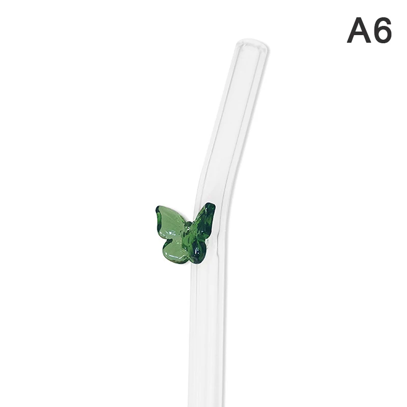 Eco-Friendly Glass Straws with Butterfly Design and Cleaning Brush
