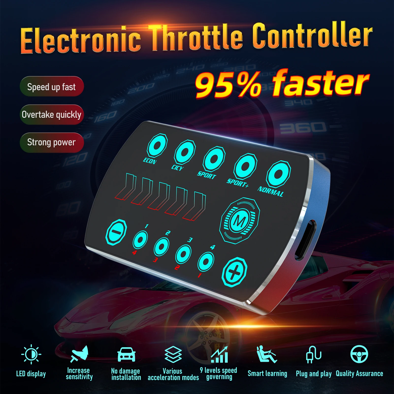 For TOYOTA Car Electronic Throttle Controller Accelerator Tuning Sensor Plug Connect Cable 9 Drives 5 Modes Potent Booster Plug