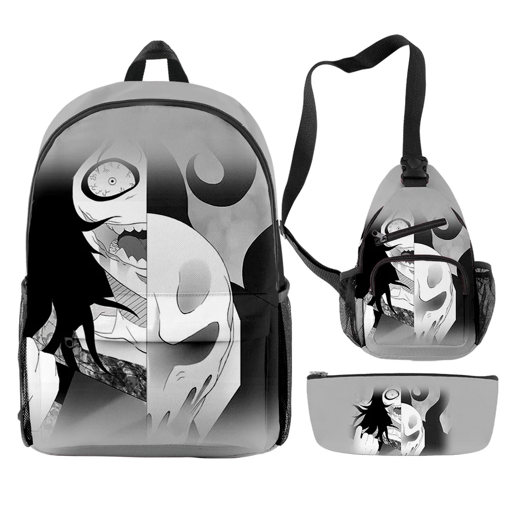 Harajuku Jeff the Killer Creepypasta 3pcs/Set Backpack 3D Print Bookbag Travel Laptop Daypack Backpacks Chest Bags Pencil Case