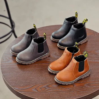New Kids Fashion Boots for Boys Girls Toddlers Big Children Ankle Boots with Zipper Warm Thick Plush Autumn Winter Chelsea Boots