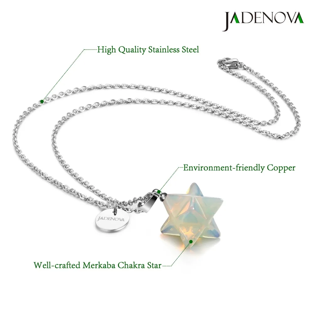 3D Merkaba Star collana con ciondolo collana Chakra Reiki Energy Healing Crystal Jewelry catena in acciaio inossidabile da 18 pollici