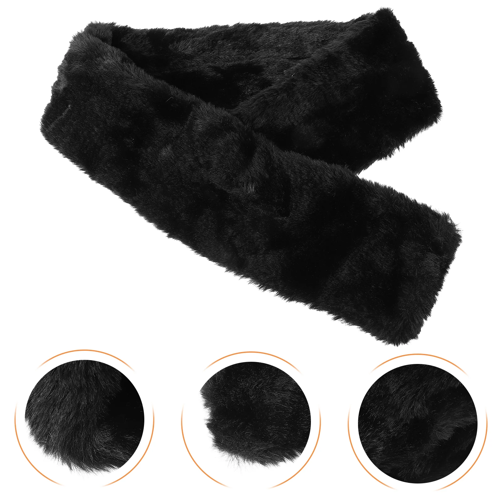 

Winter Imitation Fur Versatile Seto Scarf Solid Color Plush Small Neck Cover (black) Washable Women Warm Faux Miss