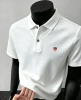 Polo à manches courtes pour homme, 100% coton pur, marque haut de gamme, mode été, broderie de drapeau de luxe, boutique, golf, t-shirt décontracté 1