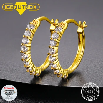 2PCS S925 Silver Hoop Earrings D VVS Moissanite Earring For Women Men Punk Style Jewelry 2022 Ear Ring Buckle 20mm Shining Gift 1