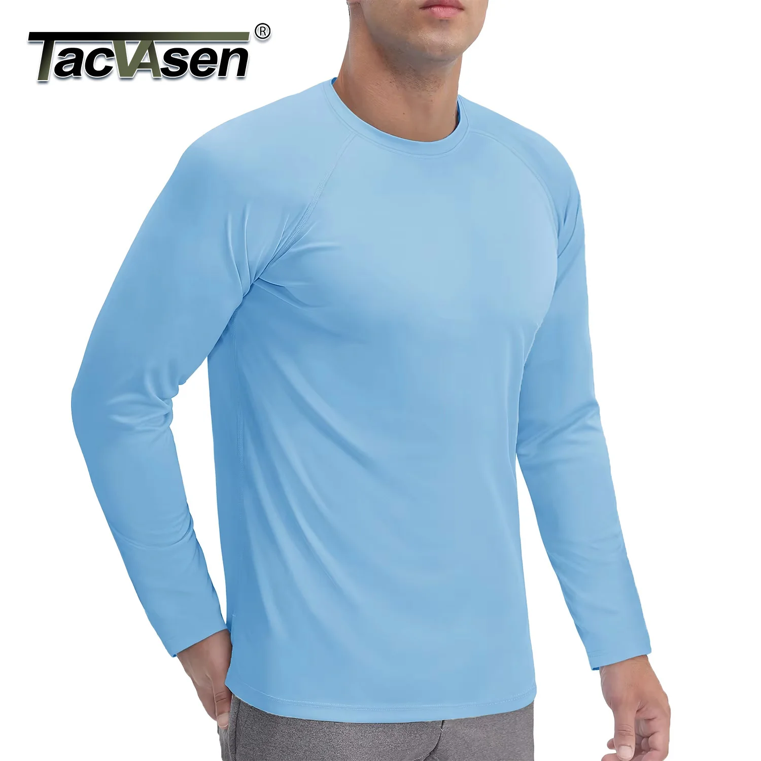 TACVASEN Men's Summer Sun Protection UPF 50+ Quick Dry Long Sleeve Performance T-Shirt