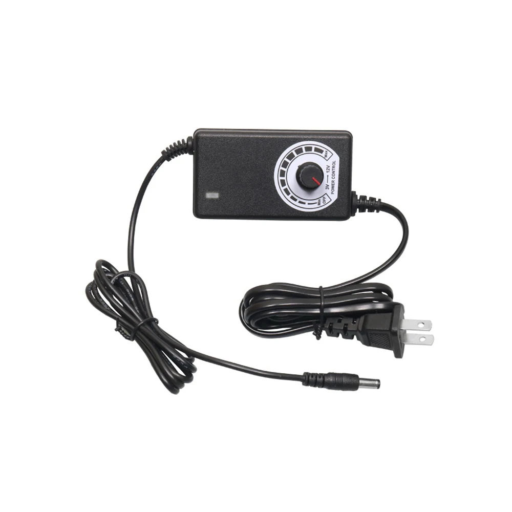 3-12V 2A Adjustable Power Supply LED Dimming Fan Stepless Speed Control Adapter DC 5.5*2.5mm Port Plug Charger
