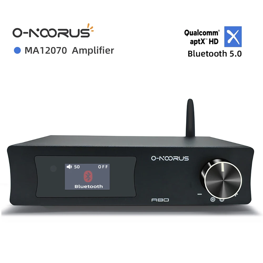 

O-NOORUS A80 Power Amplifier Class D MA12070 80W*2 2.1 HiFi Audio AMP USB C DAC Bluetooth 5.0 APTX-HD AUX