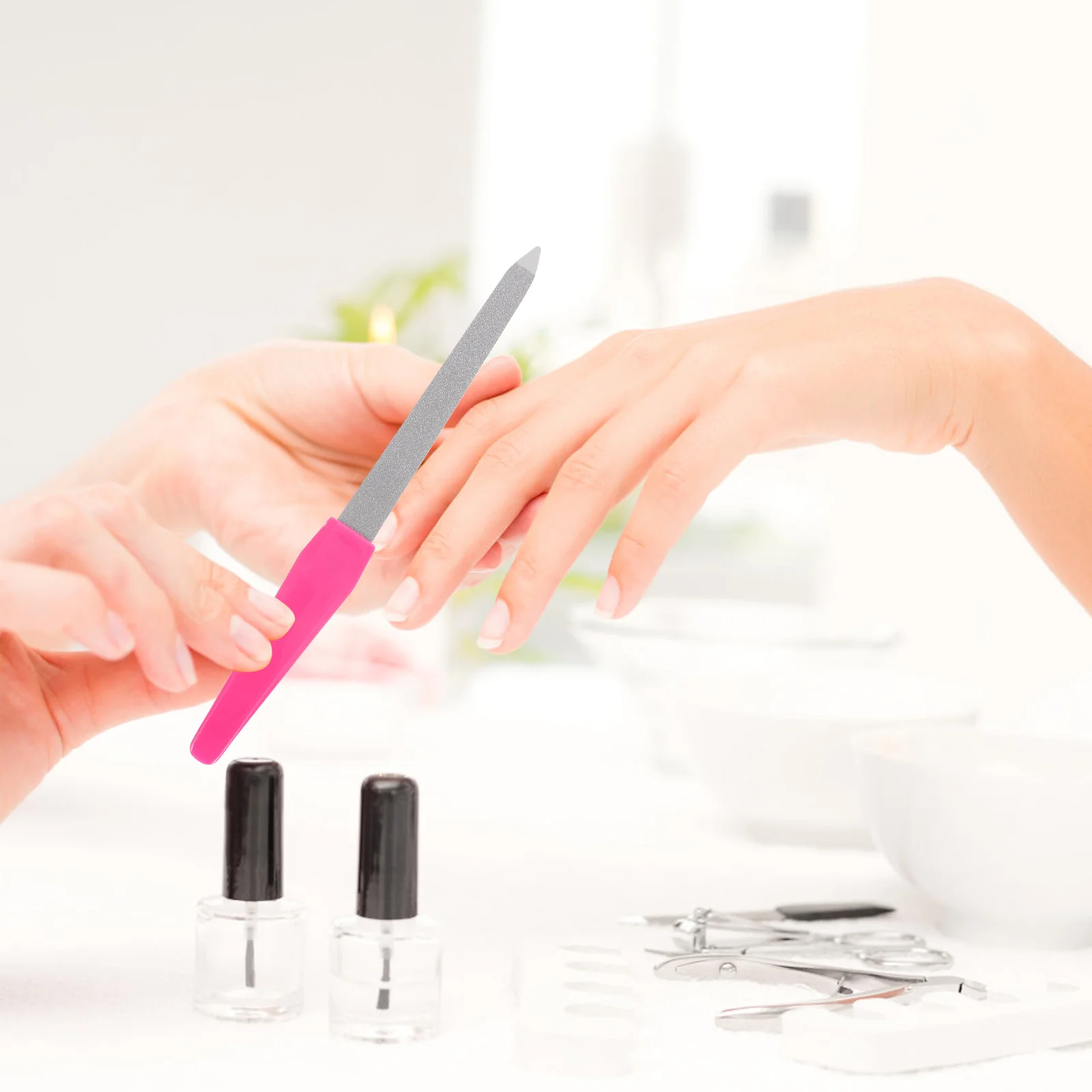 아크릴 손톱용 양면 네일 파일 키트, 전문 금속 스테인레스 스틸, 내추럴 미니, 10 개