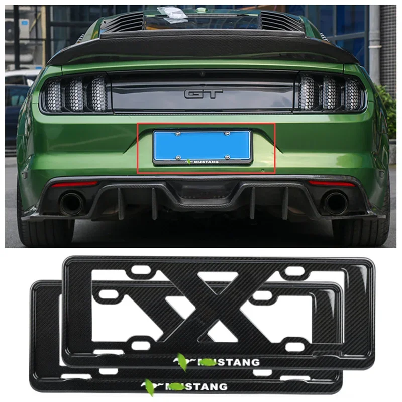 

Fits For Ford Mustang 2015-2020 High Quality Carbon Fiber Front And Rear Bumper License Plate Frame