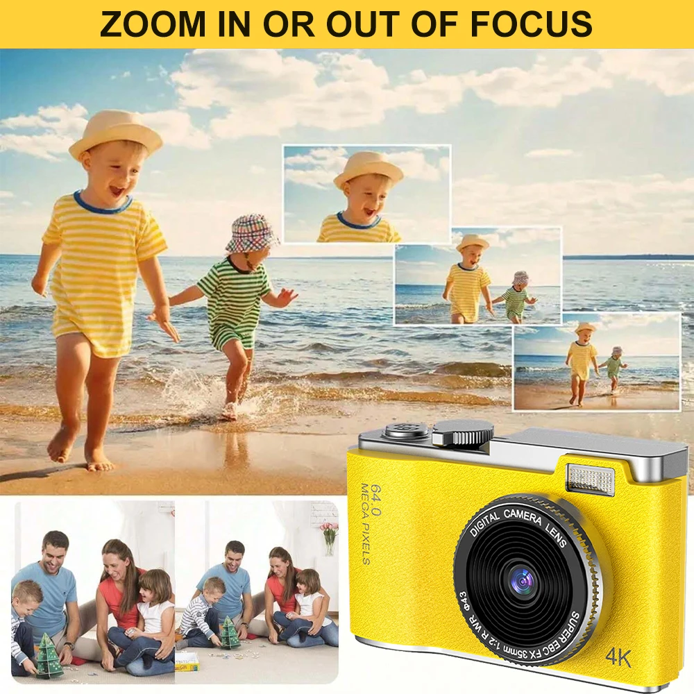 Digital Camera Kid Rechargeable Camcorder Vlogging 2.4" for Kid Beginner Photography