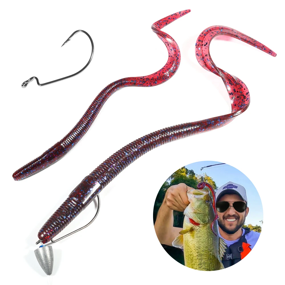 Spinpoler Worm Rigging Fishing Lure Soft Plastic Grub Long Tail
