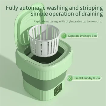 B90B-Compact 8L Folding Washing Machine Ideal Forstudents Clothes Portable & Efficient EU Plug 1