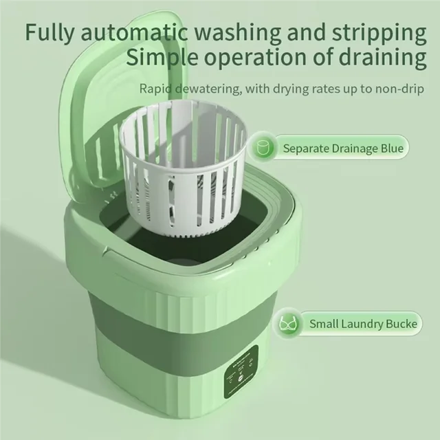 B90B-Compact 8L Folding Washing Machine Ideal Forstudents Clothes Portable & Efficient EU Plug 1