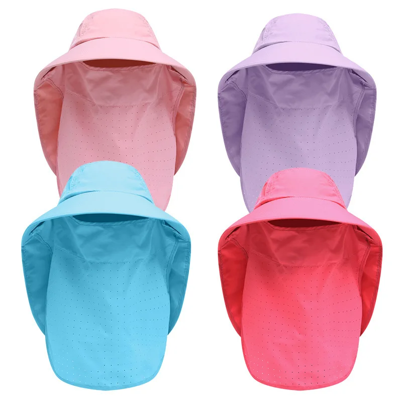 Quick-dry Water-proof Men Women Sun Hat Outdoor Face Mask Wide Brim Bucket Hat with Flap Cap for Fishing Hunting Hiking Safari