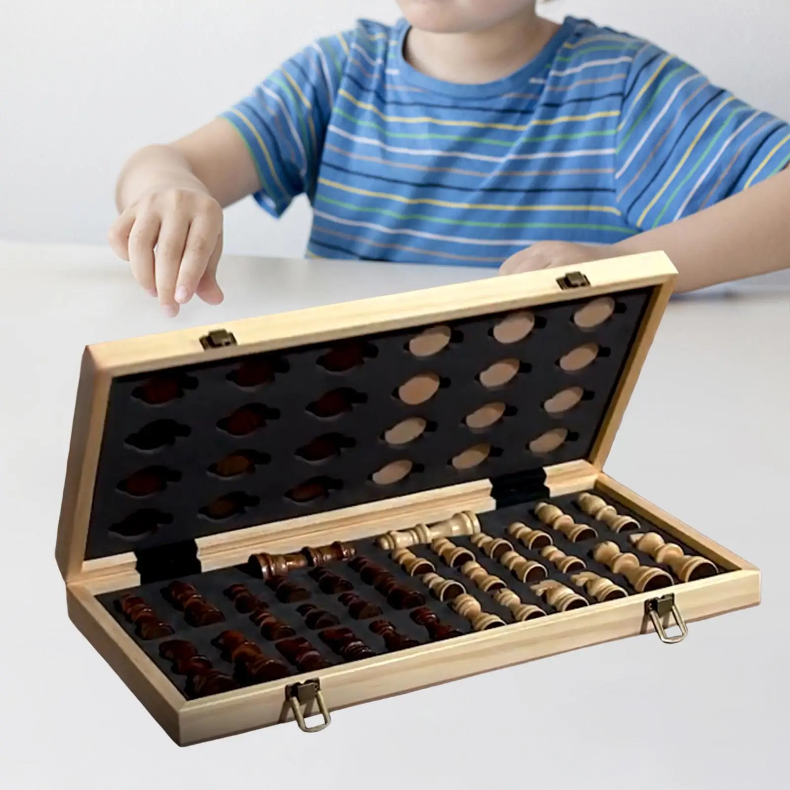 Chess Set Christmas Gift Folding Chess Board Wooden Chess Board Game Educational Games for Boys Girls Kids Adults Teen Beginner