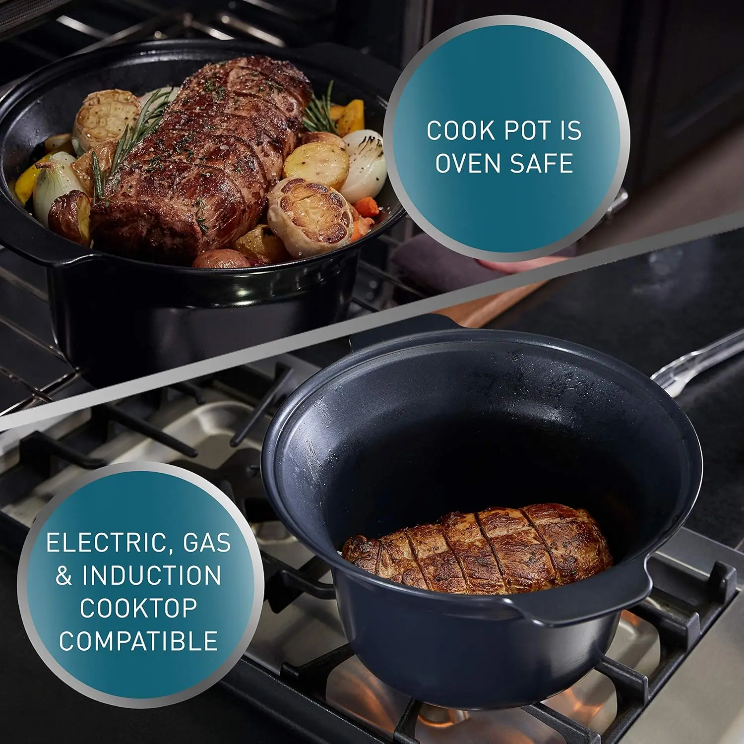 Slow Cooker with Digital Timer and Programmable Controls, 5.3 Quarts, Stainless Steel