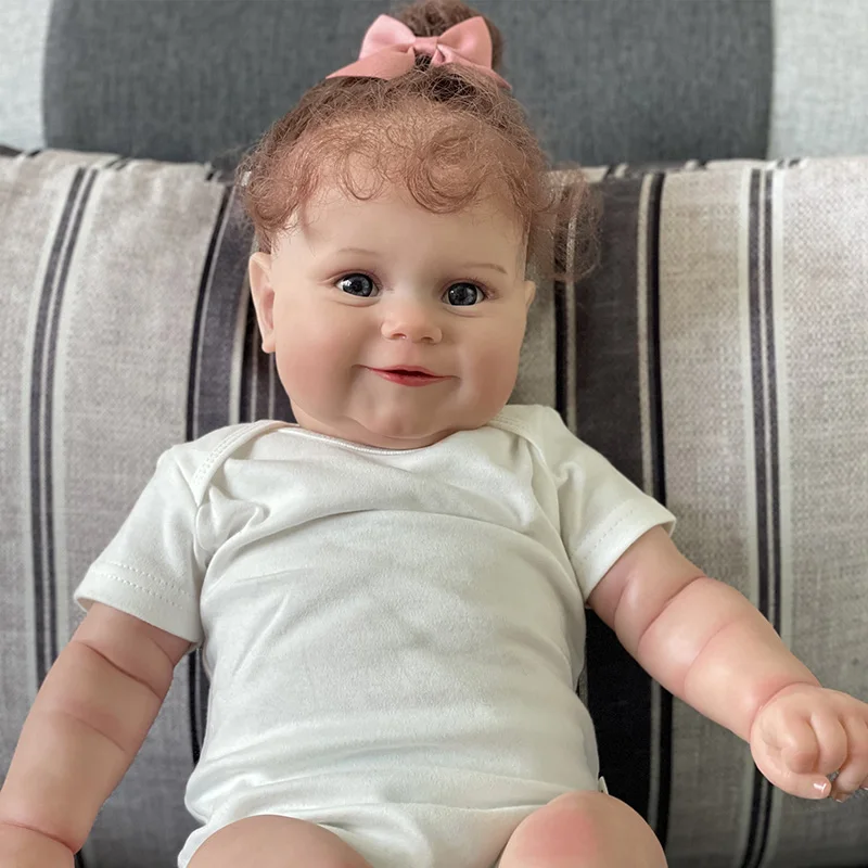 

50CM/60CM Reborn Doll Huge Baby Size Maddie Girl With Blonde Long Curly Hair 3D Skin Multiple Layers Painting with Visible Veins