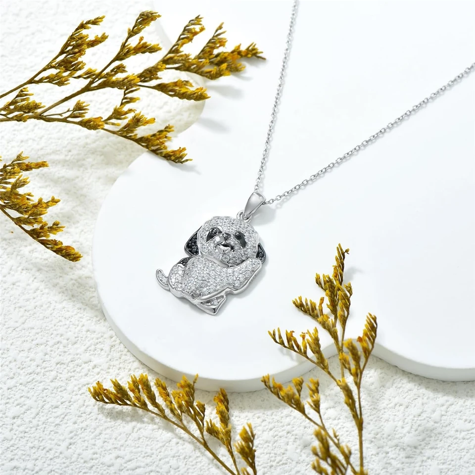 Creative Cute Waving Shih Tzu Pendant Necklace for Women Exquisite