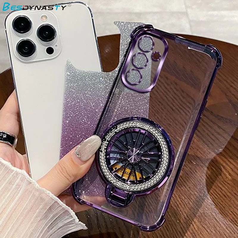 Magsafe Glitter Plating Case with Gyro Mirror Holder Cover