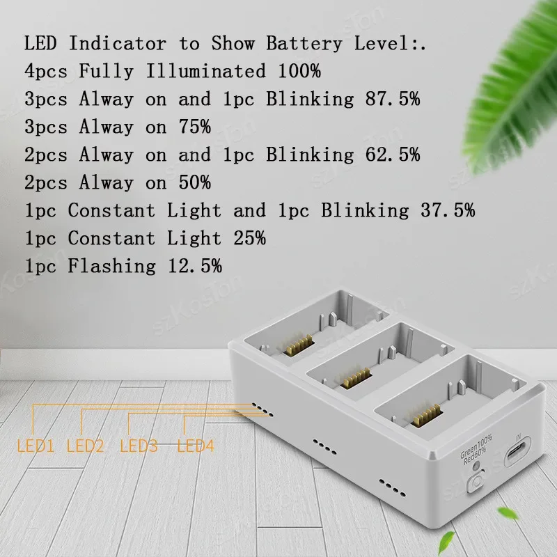 3-Way Battery Charger for DJI Mini 4/Mini 4 pro/Mini 3/Mini3 Pro drone battery charger