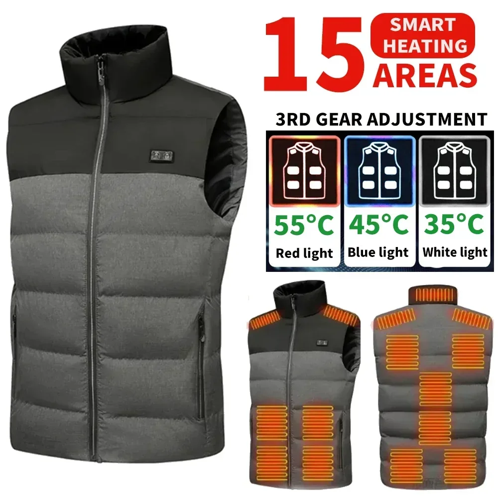 Electric Heated Jacket Rechargeable Washable 15 Areas Heat For Men Women Outdoor Winter