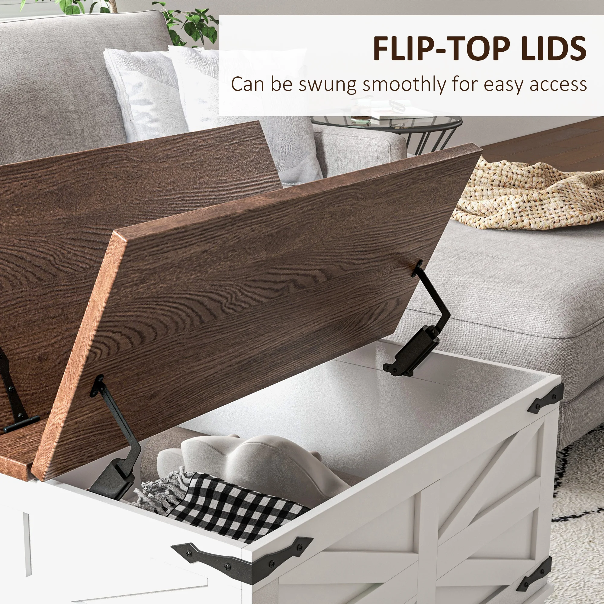 Homcom Coffee Table with Flip Top Hidden Storage, Square Center Table White 4