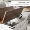 Homcom Coffee Table with Flip Top Hidden Storage, Square Center Table White 4