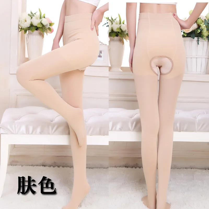 Autumn and Winter Fleece-Lined Thickened Open Light Leg Skin Brushed Ninth plus Size Leggings Stirrup Pantyhose