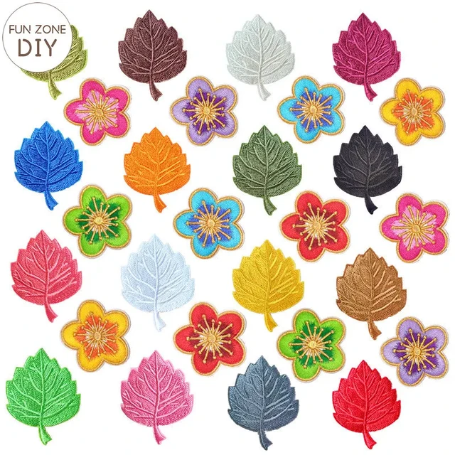 Fzdiy Flower Leaf Iron On Cute Patches For Clothing Diy T-shirt