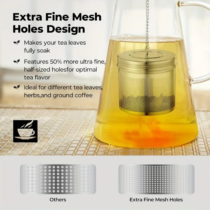Large 304 Stainless Steel Tea Ball Infuser for Loose Leaf Tea and Spice Balls for Cooking Soups, Threaded Lid, Chain Hook